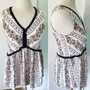 Knox Rose yellow and blue boho printed sleeveless blouse